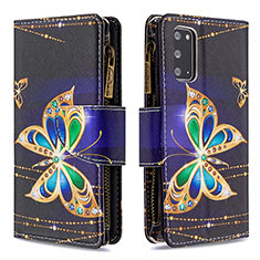 Custodia Portafoglio In Pelle Fantasia Modello Cover con Supporto B04F per Samsung Galaxy S20 Nero