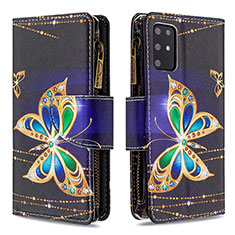 Custodia Portafoglio In Pelle Fantasia Modello Cover con Supporto B04F per Samsung Galaxy S20 Plus Nero