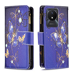 Custodia Portafoglio In Pelle Fantasia Modello Cover con Supporto B04F per Vivo Y02 Blu Notte