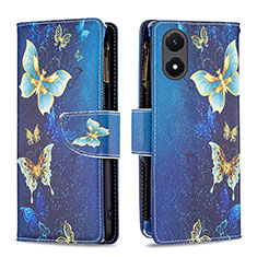 Custodia Portafoglio In Pelle Fantasia Modello Cover con Supporto B04F per Vivo Y02S Blu