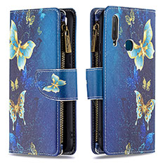 Custodia Portafoglio In Pelle Fantasia Modello Cover con Supporto B04F per Vivo Y11 Blu