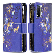 Custodia Portafoglio In Pelle Fantasia Modello Cover con Supporto B04F per Vivo Y12A Blu Notte