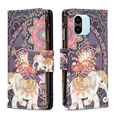 Custodia Portafoglio In Pelle Fantasia Modello Cover con Supporto B04F per Xiaomi Poco C50 Marrone