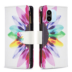 Custodia Portafoglio In Pelle Fantasia Modello Cover con Supporto B04F per Xiaomi Poco C50 Multicolore