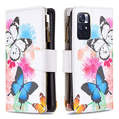 Custodia Portafoglio In Pelle Fantasia Modello Cover con Supporto B04F per Xiaomi Poco M4 Pro 5G Colorato