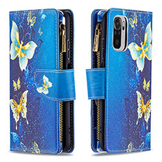 Custodia Portafoglio In Pelle Fantasia Modello Cover con Supporto B04F per Xiaomi Poco M5S Blu