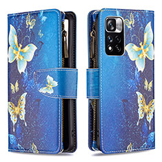 Custodia Portafoglio In Pelle Fantasia Modello Cover con Supporto B04F per Xiaomi Poco X4 NFC Blu