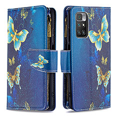 Custodia Portafoglio In Pelle Fantasia Modello Cover con Supporto B04F per Xiaomi Redmi 10 (2022) Blu