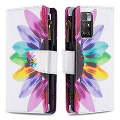 Custodia Portafoglio In Pelle Fantasia Modello Cover con Supporto B04F per Xiaomi Redmi 10 (2022) Multicolore