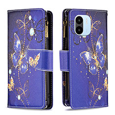 Custodia Portafoglio In Pelle Fantasia Modello Cover con Supporto B04F per Xiaomi Redmi A1 Blu Notte