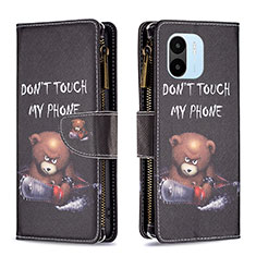 Custodia Portafoglio In Pelle Fantasia Modello Cover con Supporto B04F per Xiaomi Redmi A1 Grigio Scuro