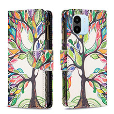 Custodia Portafoglio In Pelle Fantasia Modello Cover con Supporto B04F per Xiaomi Redmi A2 Verde