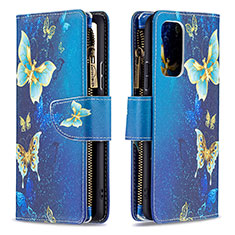 Custodia Portafoglio In Pelle Fantasia Modello Cover con Supporto B04F per Xiaomi Redmi Note 10 Pro Max Blu