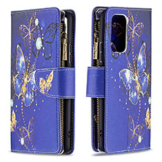 Custodia Portafoglio In Pelle Fantasia Modello Cover con Supporto B04F per Xiaomi Redmi Note 10 Pro Max Blu Notte