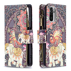 Custodia Portafoglio In Pelle Fantasia Modello Cover con Supporto B04F per Xiaomi Redmi Note 10S 4G Marrone