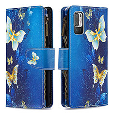 Custodia Portafoglio In Pelle Fantasia Modello Cover con Supporto B04F per Xiaomi Redmi Note 10T 5G Blu