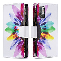 Custodia Portafoglio In Pelle Fantasia Modello Cover con Supporto B04F per Xiaomi Redmi Note 10T 5G Multicolore