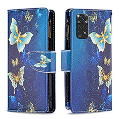 Custodia Portafoglio In Pelle Fantasia Modello Cover con Supporto B04F per Xiaomi Redmi Note 11 4G (2022) Blu