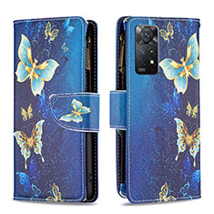 Custodia Portafoglio In Pelle Fantasia Modello Cover con Supporto B04F per Xiaomi Redmi Note 11 Pro 4G Blu