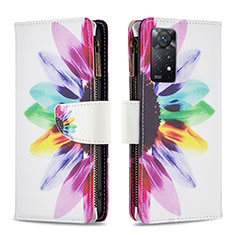 Custodia Portafoglio In Pelle Fantasia Modello Cover con Supporto B04F per Xiaomi Redmi Note 11 Pro 4G Multicolore
