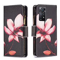 Custodia Portafoglio In Pelle Fantasia Modello Cover con Supporto B04F per Xiaomi Redmi Note 11 Pro 4G Rosso