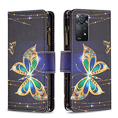 Custodia Portafoglio In Pelle Fantasia Modello Cover con Supporto B04F per Xiaomi Redmi Note 11 Pro 5G Nero