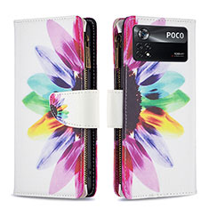 Custodia Portafoglio In Pelle Fantasia Modello Cover con Supporto B04F per Xiaomi Redmi Note 11E Pro 5G Multicolore
