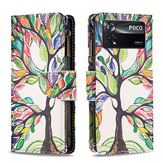 Custodia Portafoglio In Pelle Fantasia Modello Cover con Supporto B04F per Xiaomi Redmi Note 11E Pro 5G Verde