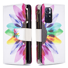 Custodia Portafoglio In Pelle Fantasia Modello Cover con Supporto B04F per Xiaomi Redmi Note 11T 5G Multicolore