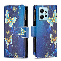 Custodia Portafoglio In Pelle Fantasia Modello Cover con Supporto B04F per Xiaomi Redmi Note 12 4G Blu