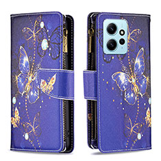 Custodia Portafoglio In Pelle Fantasia Modello Cover con Supporto B04F per Xiaomi Redmi Note 12 4G Blu Notte