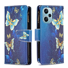 Custodia Portafoglio In Pelle Fantasia Modello Cover con Supporto B04F per Xiaomi Redmi Note 12 Turbo 5G Blu