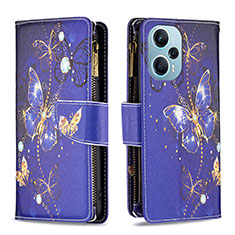 Custodia Portafoglio In Pelle Fantasia Modello Cover con Supporto B04F per Xiaomi Redmi Note 12 Turbo 5G Blu Notte