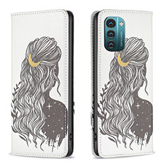 Custodia Portafoglio In Pelle Fantasia Modello Cover con Supporto B05F per Nokia G11 Grigio