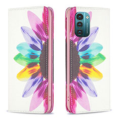 Custodia Portafoglio In Pelle Fantasia Modello Cover con Supporto B05F per Nokia G21 Multicolore