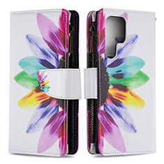 Custodia Portafoglio In Pelle Fantasia Modello Cover con Supporto B05F per Samsung Galaxy S21 Ultra 5G Colorato