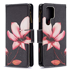 Custodia Portafoglio In Pelle Fantasia Modello Cover con Supporto B05F per Samsung Galaxy S21 Ultra 5G Marrone