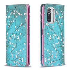 Custodia Portafoglio In Pelle Fantasia Modello Cover con Supporto B05F per Xiaomi Mi 11i 5G Ciano