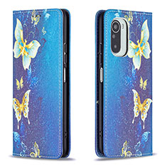 Custodia Portafoglio In Pelle Fantasia Modello Cover con Supporto B05F per Xiaomi Mi 11X Pro 5G Blu