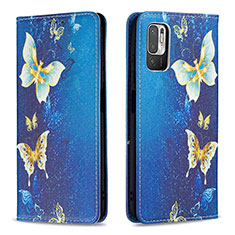Custodia Portafoglio In Pelle Fantasia Modello Cover con Supporto B05F per Xiaomi POCO M3 Pro 5G Blu
