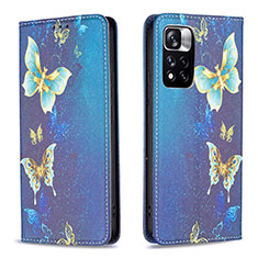 Custodia Portafoglio In Pelle Fantasia Modello Cover con Supporto B05F per Xiaomi Poco X4 NFC Blu