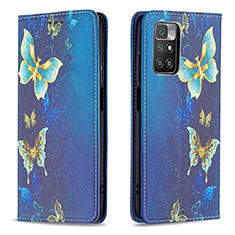 Custodia Portafoglio In Pelle Fantasia Modello Cover con Supporto B05F per Xiaomi Redmi 10 (2022) Blu