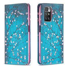 Custodia Portafoglio In Pelle Fantasia Modello Cover con Supporto B05F per Xiaomi Redmi 10 (2022) Ciano