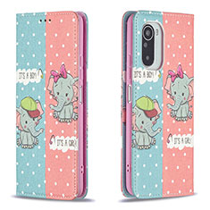 Custodia Portafoglio In Pelle Fantasia Modello Cover con Supporto B05F per Xiaomi Redmi K40 5G Rosa