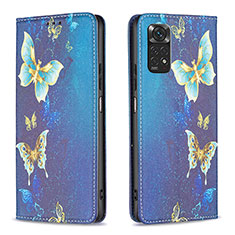 Custodia Portafoglio In Pelle Fantasia Modello Cover con Supporto B05F per Xiaomi Redmi Note 11 4G (2022) Blu