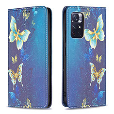 Custodia Portafoglio In Pelle Fantasia Modello Cover con Supporto B05F per Xiaomi Redmi Note 11 5G Blu