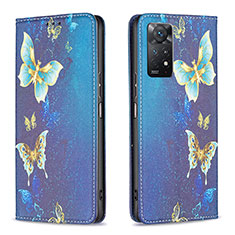 Custodia Portafoglio In Pelle Fantasia Modello Cover con Supporto B05F per Xiaomi Redmi Note 11 Pro 5G Blu