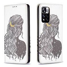 Custodia Portafoglio In Pelle Fantasia Modello Cover con Supporto B05F per Xiaomi Redmi Note 11 Pro+ Plus 5G Nero