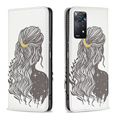 Custodia Portafoglio In Pelle Fantasia Modello Cover con Supporto B05F per Xiaomi Redmi Note 12 Pro 4G Nero