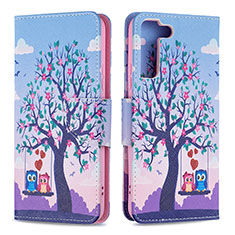 Custodia Portafoglio In Pelle Fantasia Modello Cover con Supporto B09F per Samsung Galaxy S22 5G Lavanda